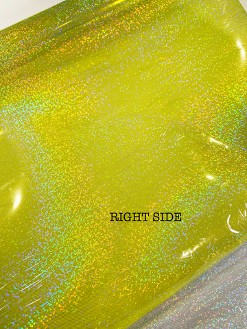 CLEARANCE Printed Clear Vinyl (20 gauge) - Iridescent Confetti in Lime
