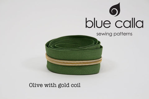 GOLD COIL - LIGHT OLIVE - #5 Metallic Nylon Coil Zipper tape
