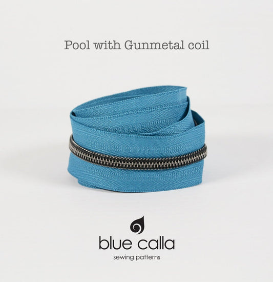 GUNMETAL COIL - POOL - #5 Metallic Nylon Coil Zipper tape