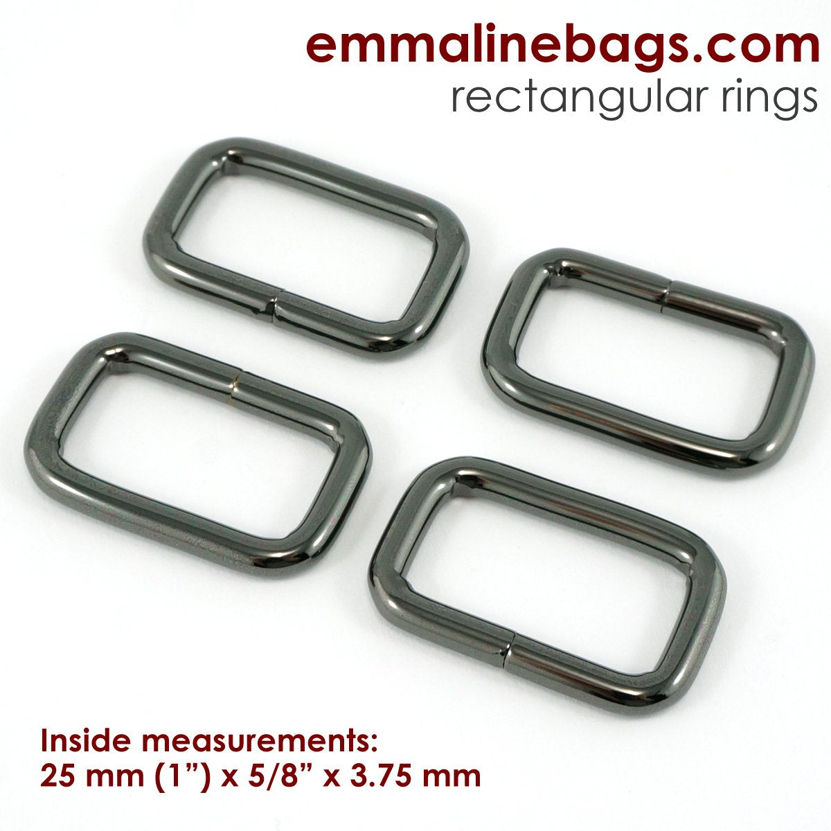 1" RECTANGLE RINGS (SET of 4) - Available in 5 metal finishes
