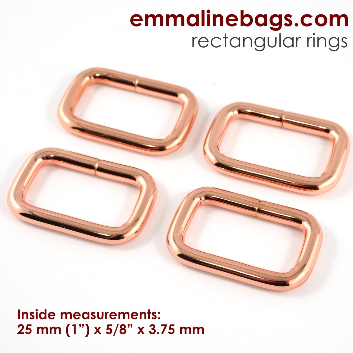 1" RECTANGLE RINGS (SET of 4) - Available in 5 metal finishes