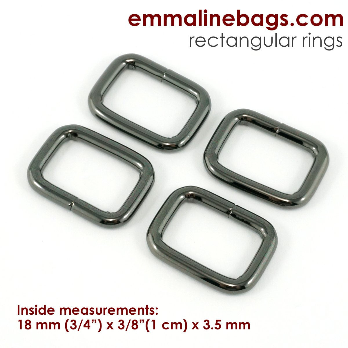 3/4" RECTANGLE RINGS (set of 4) - Available in 5 metal finishes