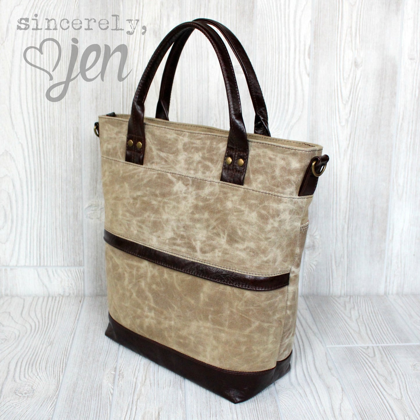 The Waterlily Waxed Canvas Tote (2 versions) - PDF Sewing pattern