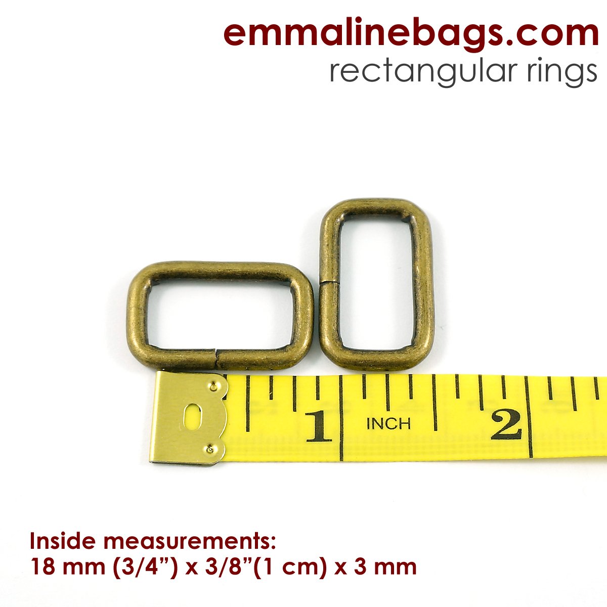 3/4" RECTANGLE RINGS (set of 4) - Available in 5 metal finishes