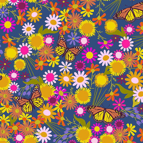 Wildflowers by Alison Glass - Monarch in Denim