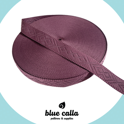 Knit Jacquard Webbing - AUBERGINE - 1.5" wide