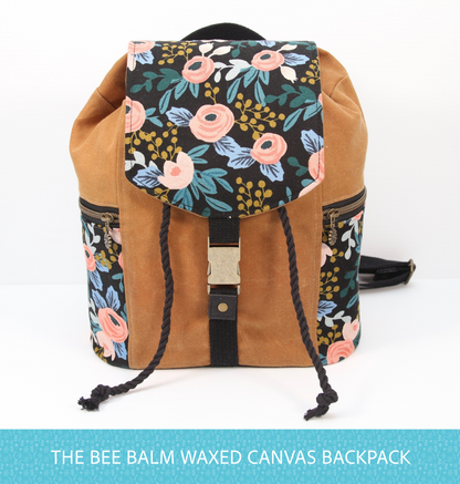 Bee Balm Waxed Canvas Backpack - PDF sewing pattern