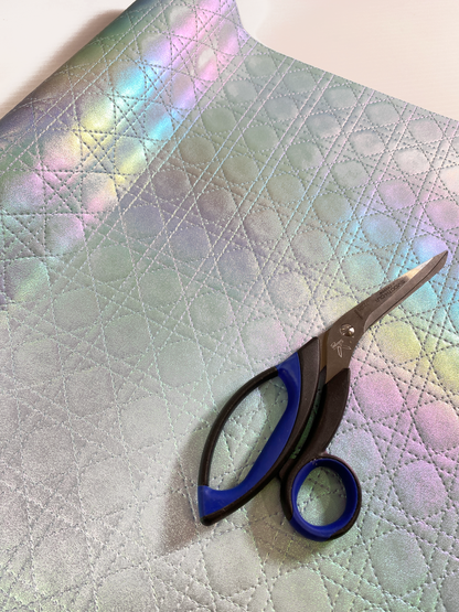 QUILTED Faux Leather - Blue Iridescent