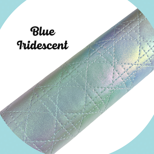 QUILTED Faux Leather - Blue Iridescent