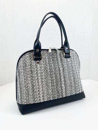 Boronia Bowler Bag : Salt & Pepper Crochet Texture Faux Leather