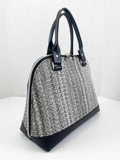 Boronia Bowler Bag : Salt & Pepper Crochet Texture Faux Leather