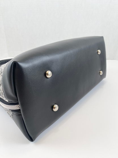 Boronia Bowler Bag : Salt & Pepper Crochet Texture Faux Leather