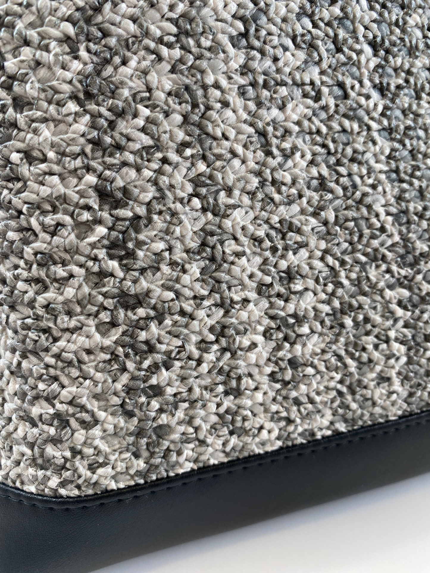 Boronia Bowler Bag : Salt & Pepper Crochet Texture Faux Leather