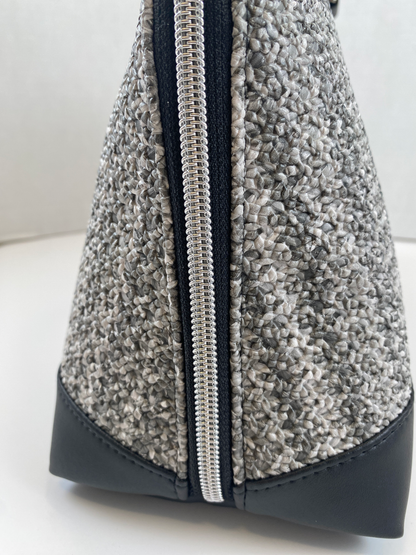 Boronia Bowler Bag : Salt & Pepper Crochet Texture Faux Leather