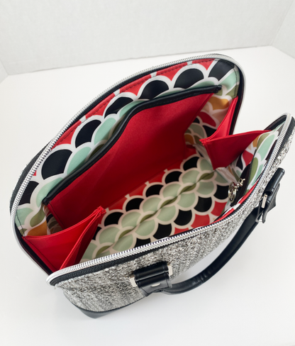 Boronia Bowler Bag : Salt & Pepper Crochet Texture Faux Leather
