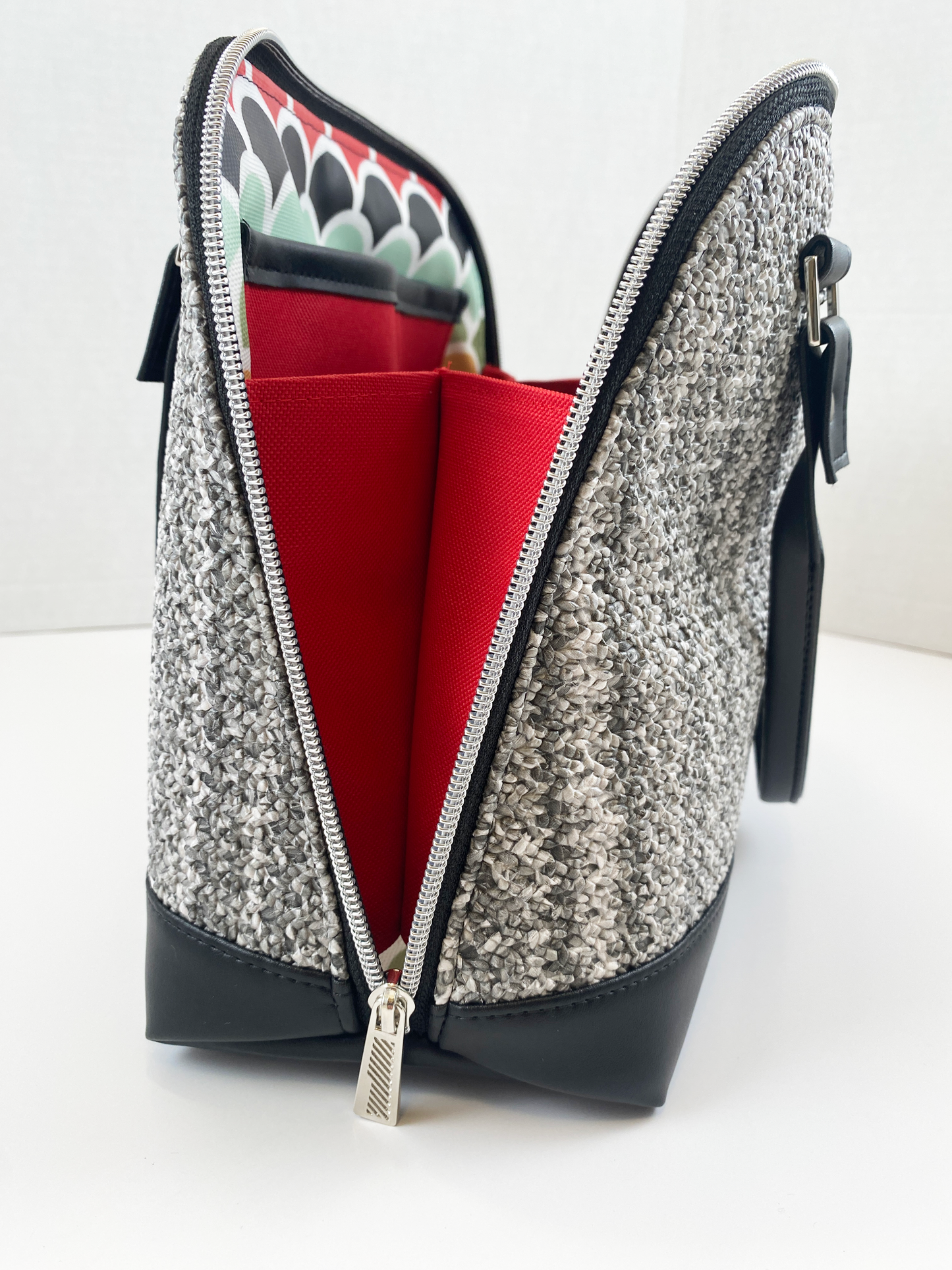 Boronia Bowler Bag : Salt & Pepper Crochet Texture Faux Leather