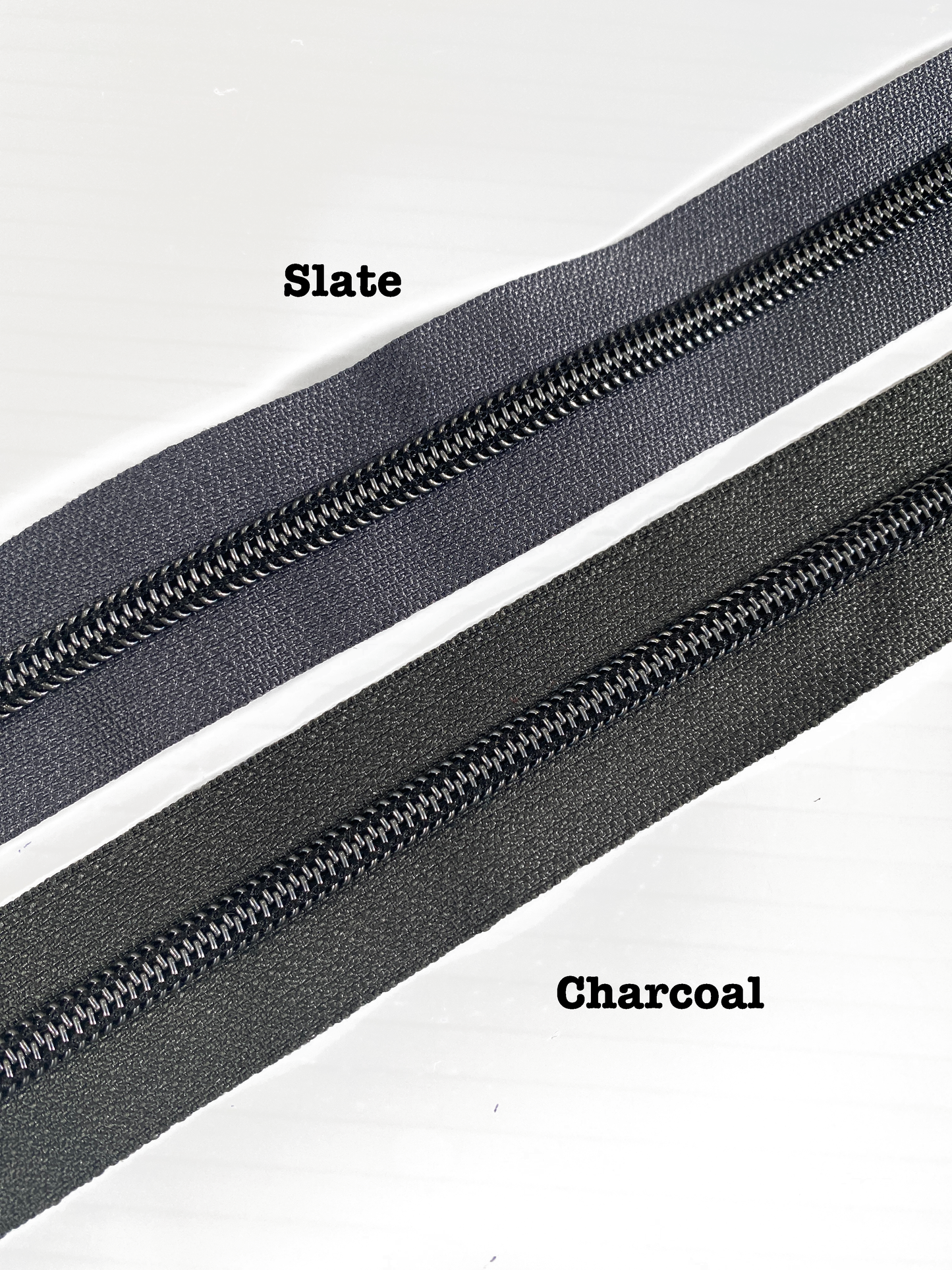 SILVER COIL - SLATE - #5 Metallic Nylon Coil Zipper tape