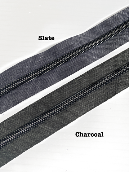GUNMETAL COIL - SLATE - #5 Metallic Nylon Coil Zipper tape
