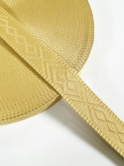 Knit Jacquard Webbing - BUTTERCREAM - 1.5" wide