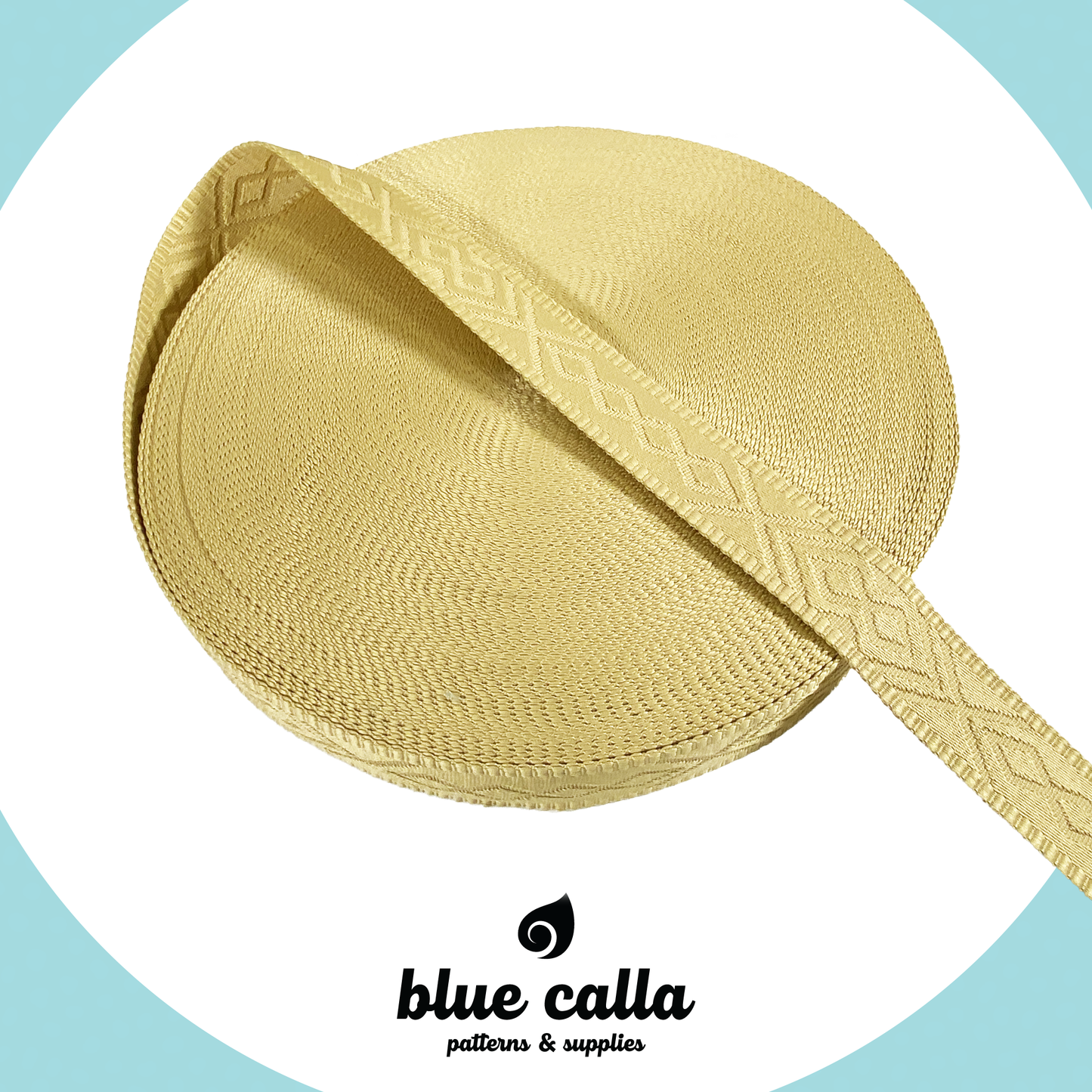 Knit Jacquard Webbing - BUTTERCREAM - 1.5" wide