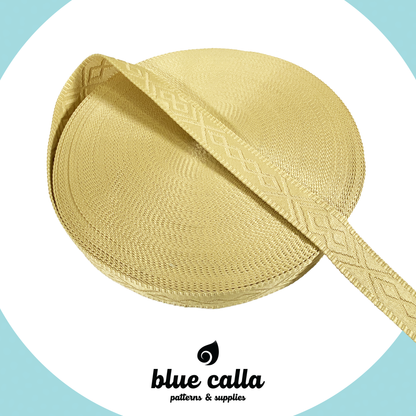 Knit Jacquard Webbing - BUTTERCREAM - 1.5" wide