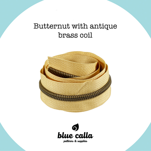 ANTIQUE BRASS COIL - BUTTERNUT - #5 Metallic Nylon Coil Zipper tape