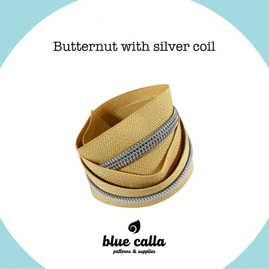 SILVER COIL - BUTTERNUT - #5 Metallic Nylon Coil Zipper tape