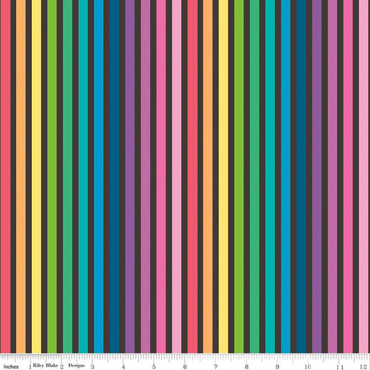 Riley Blake MAKE - Rainbow Stripe in Black