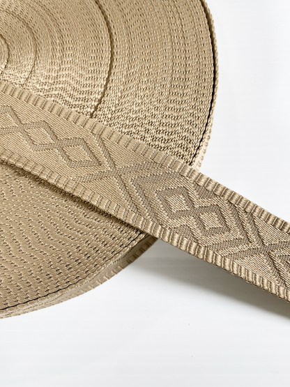 Knit Jacquard Webbing - CAFE AU LAIT - 1.5" wide