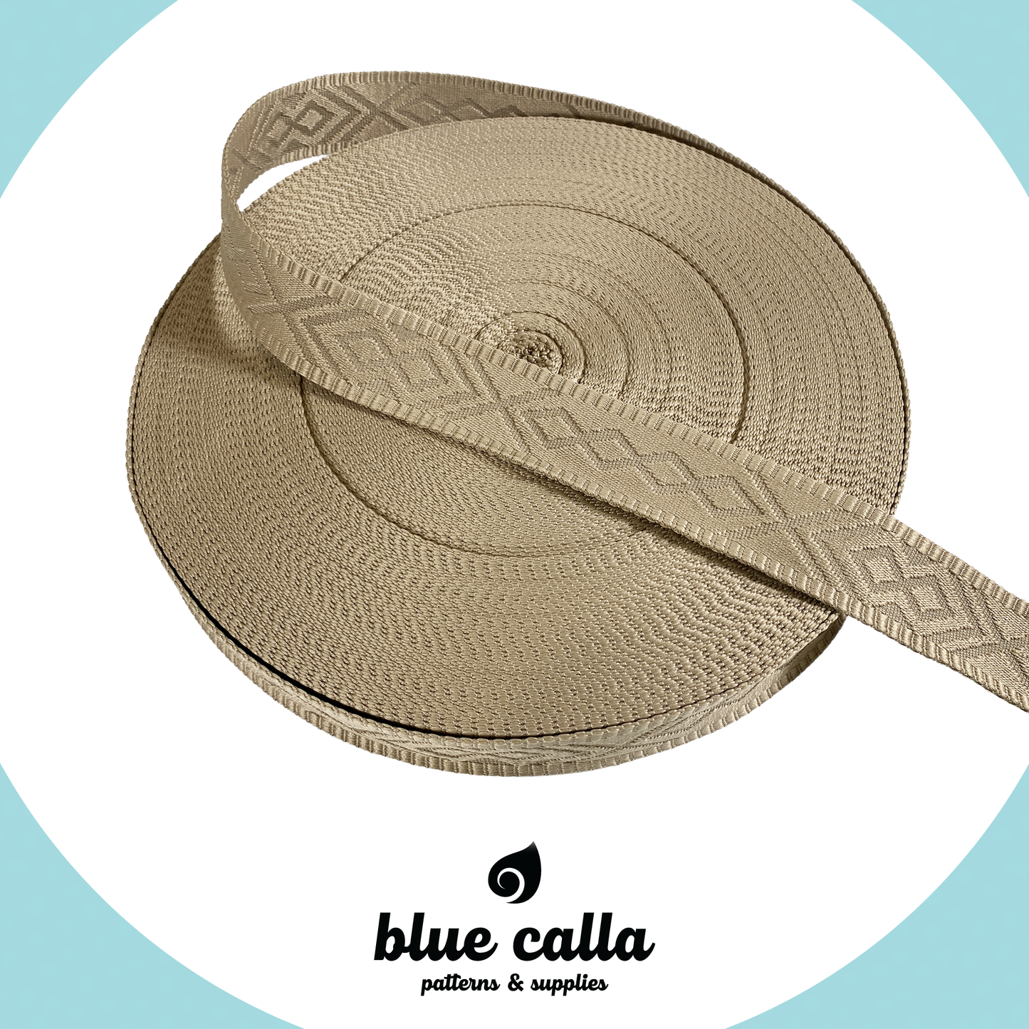 Knit Jacquard Webbing - CAFE AU LAIT - 1.5" wide