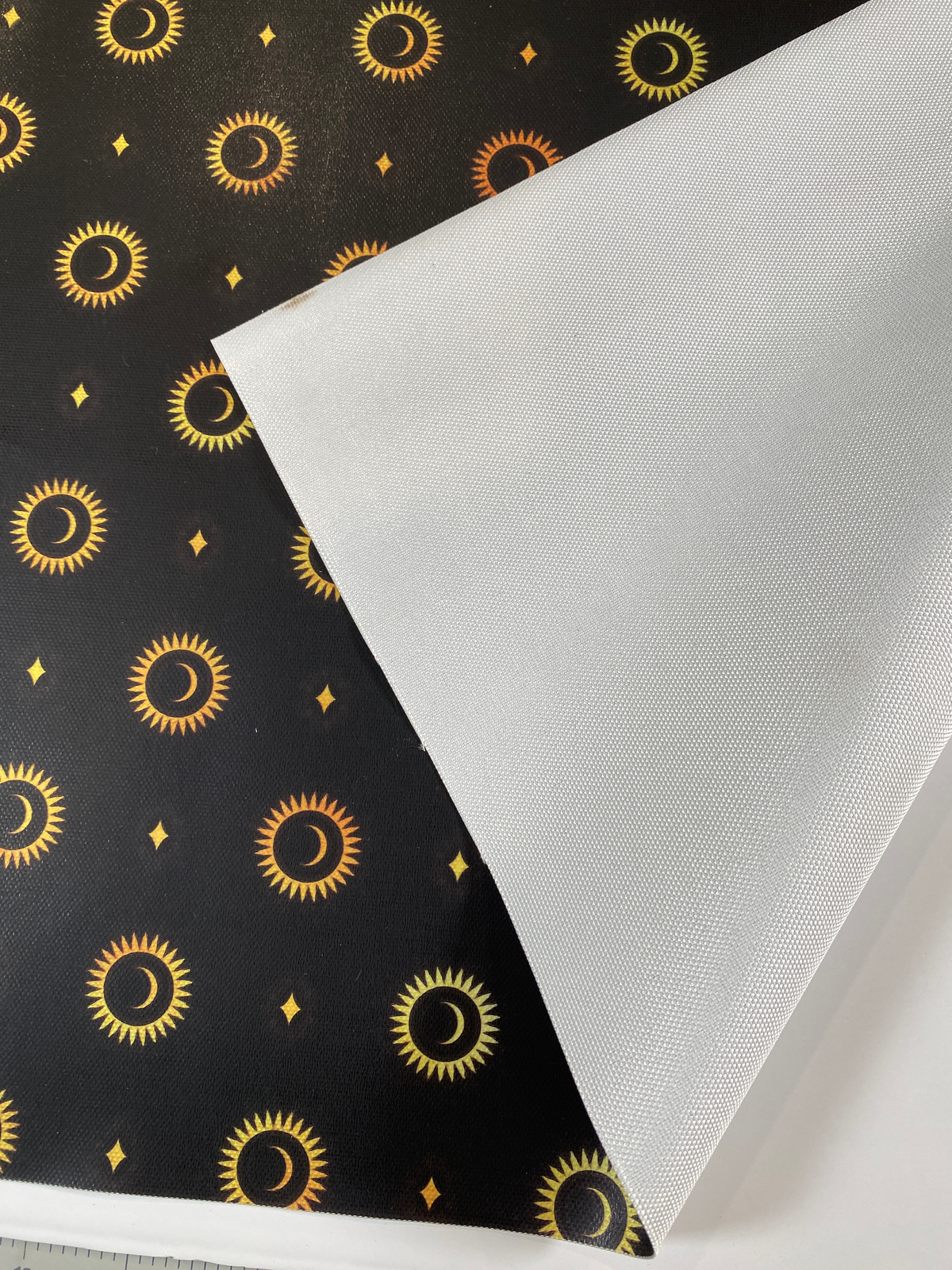 Printed Waterproof Canvas - Celestial in Gold & Black