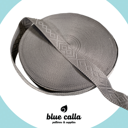 Knit Jacquard Webbing - CHARCOAL - 1.5" wide