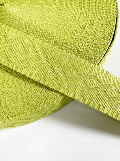 Knit Jacquard Webbing - CHARTREUSE - 1.5" wide