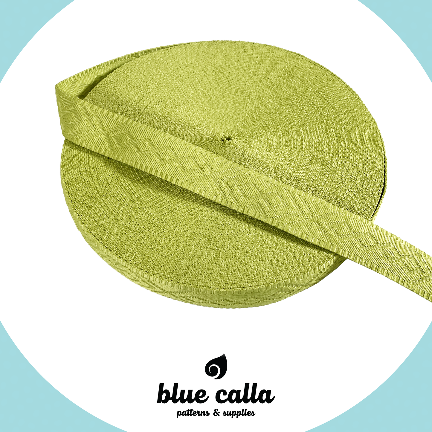 Knit Jacquard Webbing - CHARTREUSE - 1.5" wide