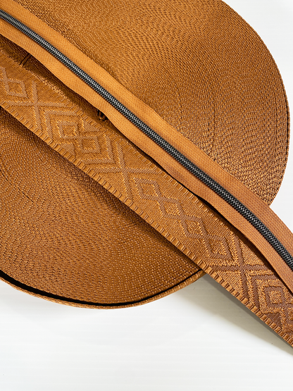 Knit Jacquard Webbing - CINNAMON - 1.5" wide
