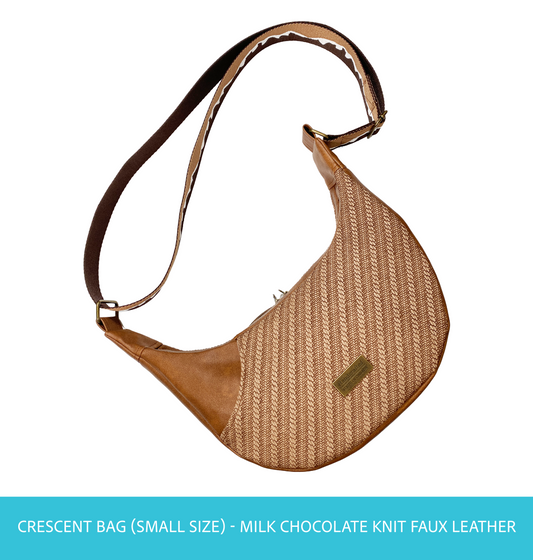 Crescent Bag (Small size) : Knit Faux Leather in Milk Chocolate