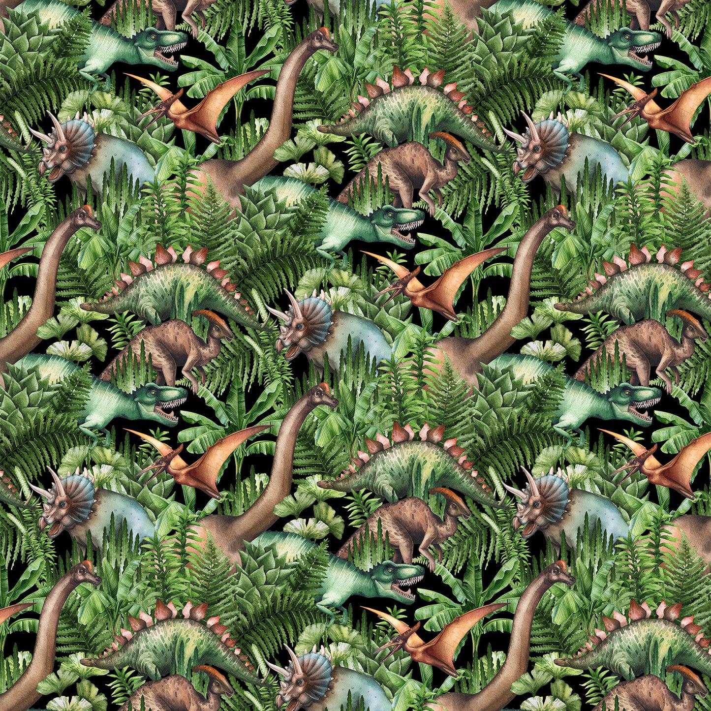 Paleo Tales - Dino Jungle in Black Multi