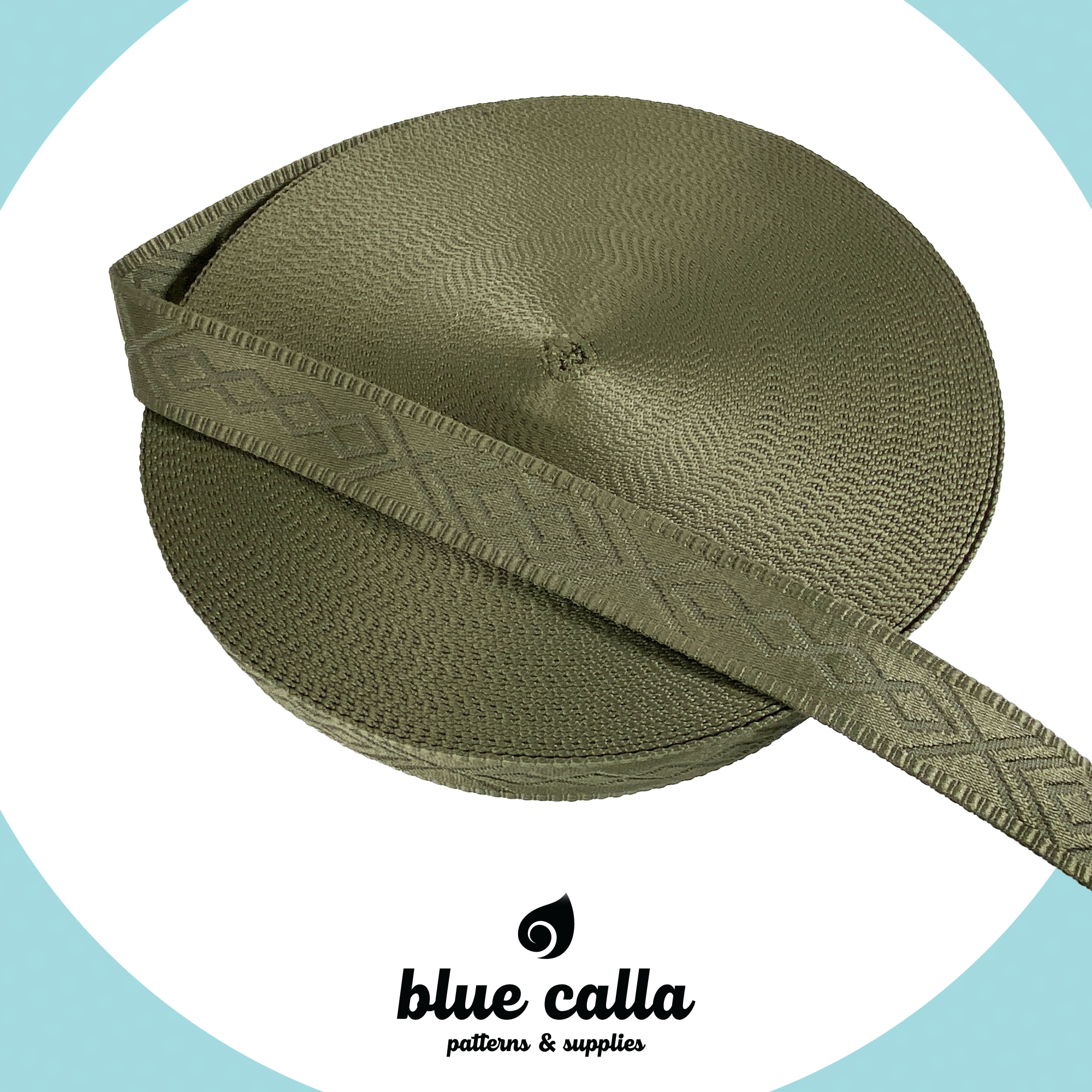 Knit Jacquard Webbing - DARK OLIVE - 1.5