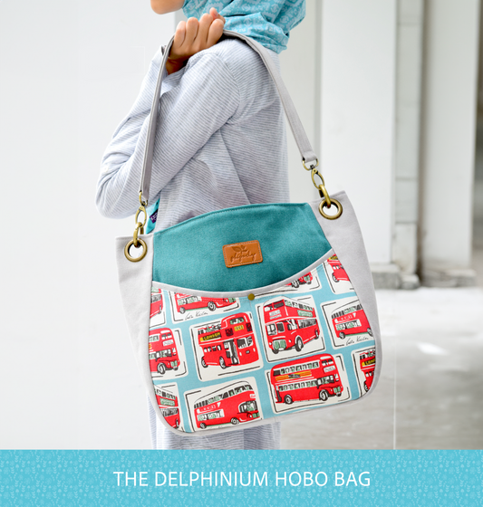 The Delphinium Hobo bag in 2 sizes - PDF sewing pattern