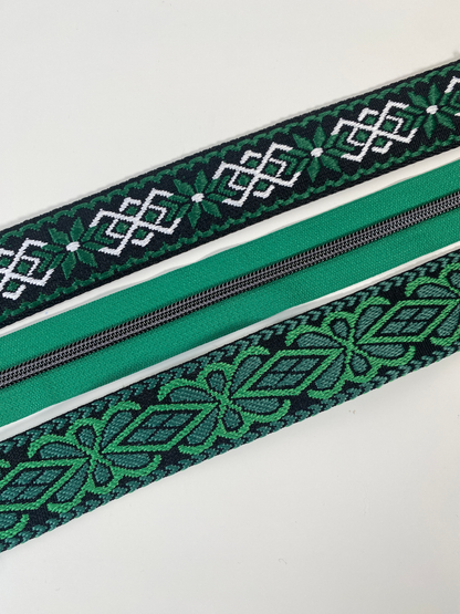 GUNMETAL COIL - EMERALD - #5 Metallic Nylon Coil Zipper tape