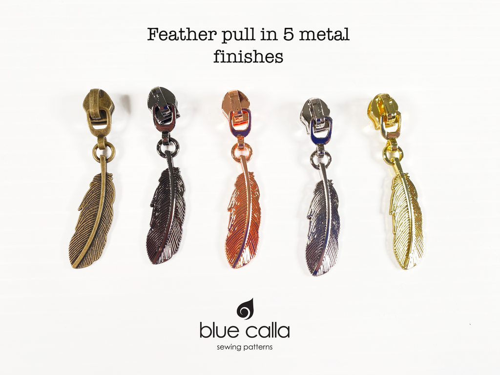 #5 coil zipper pull - Feather