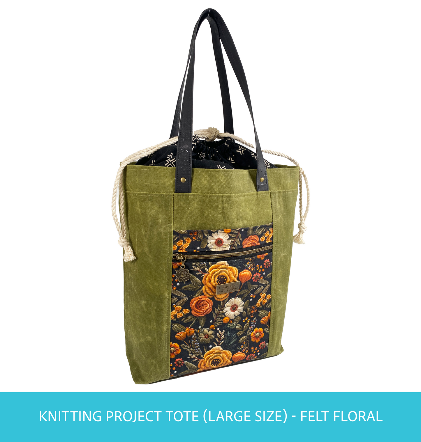 Knitting Project Tote (Large size) : Felt Floral