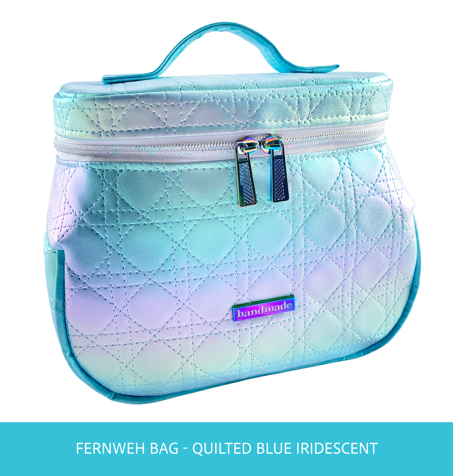 Fernweh bag : Quilted blue iridescent faux leather