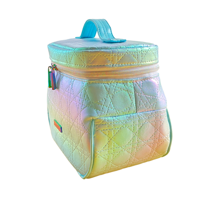 Fernweh bag : Quilted blue iridescent faux leather