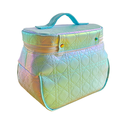 Fernweh bag : Quilted blue iridescent faux leather