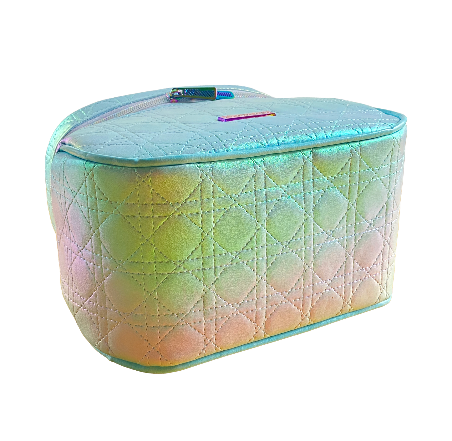 Fernweh bag : Quilted blue iridescent faux leather