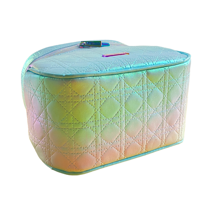 Fernweh bag : Quilted blue iridescent faux leather