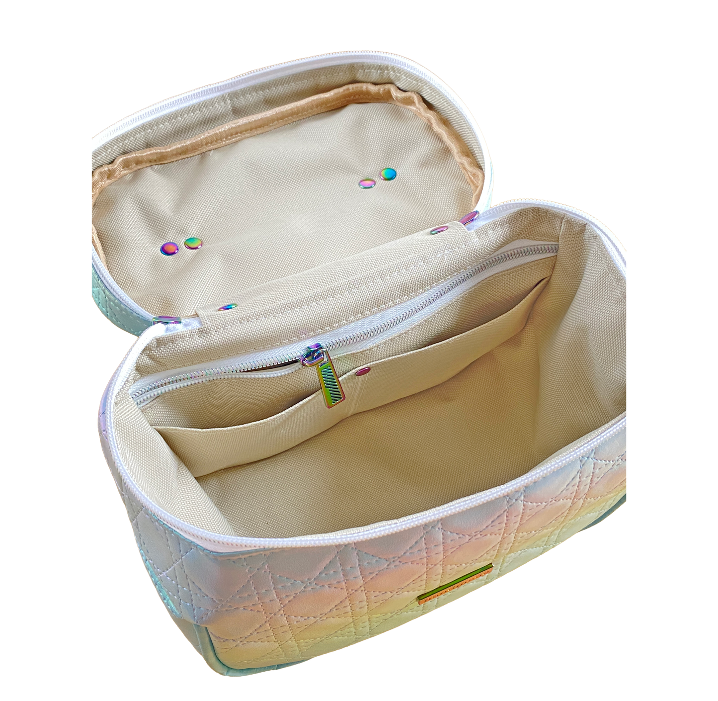 Fernweh bag : Quilted blue iridescent faux leather