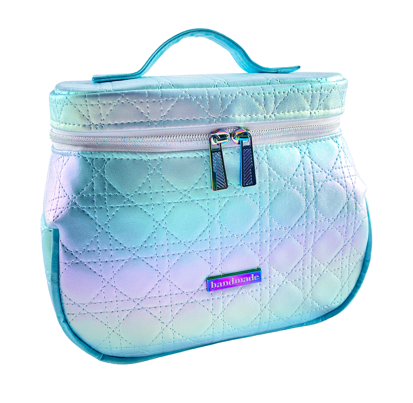 QUILTED Faux Leather - Blue Iridescent