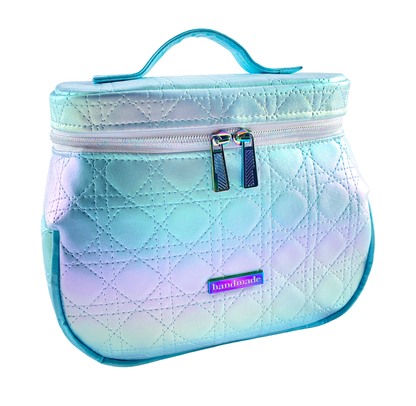 QUILTED Faux Leather - Blue Iridescent